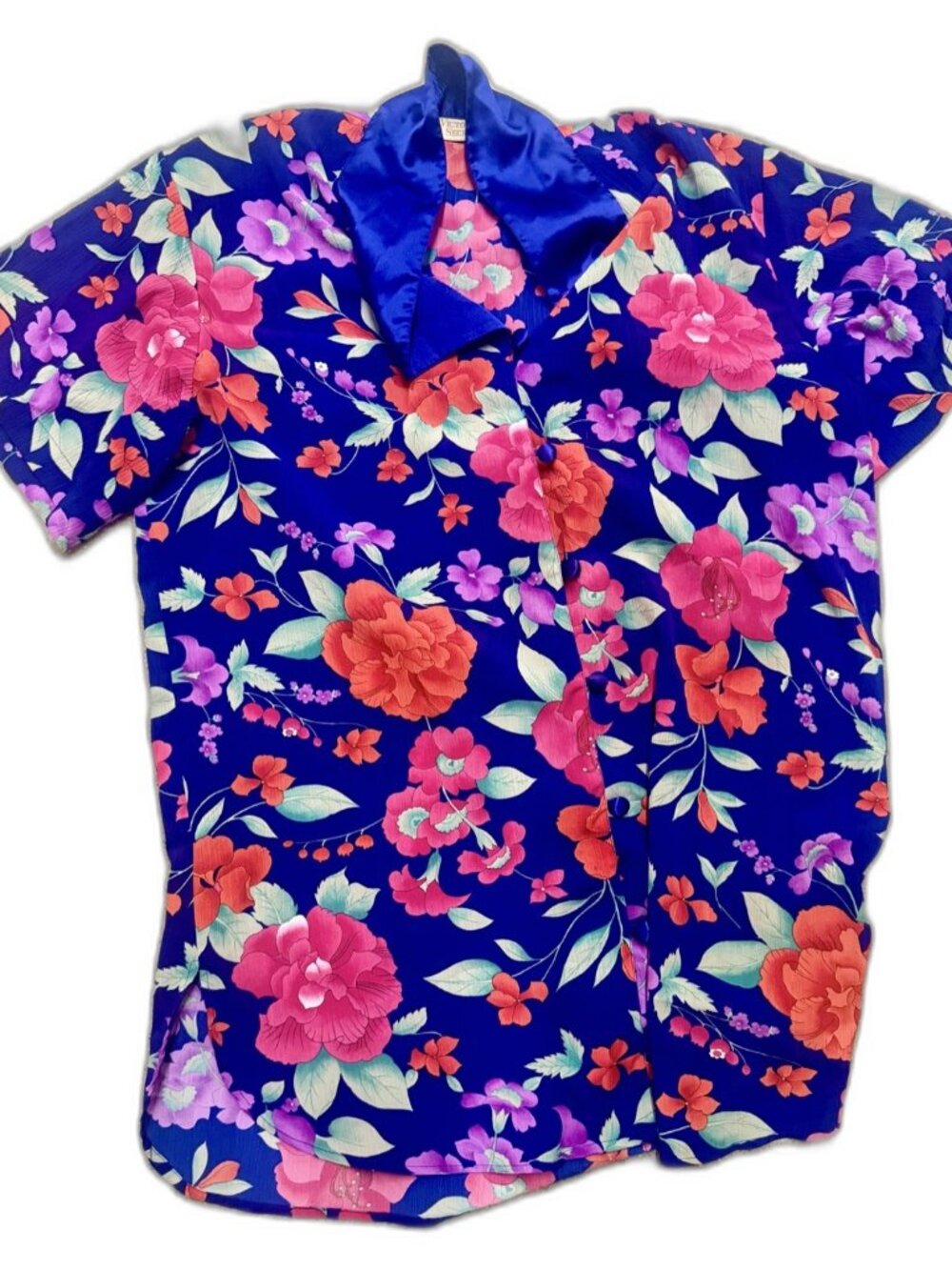 Victoria's Secret Vintage 90s Floral Nightgown Sleep Shirt Petite S Blue